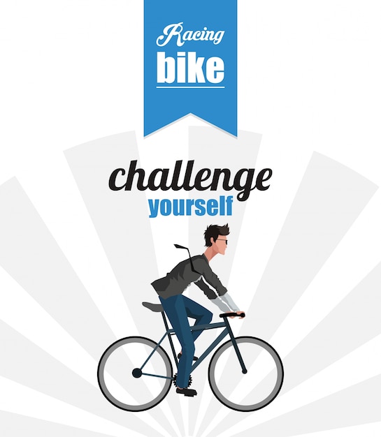 isolated man riding bike 