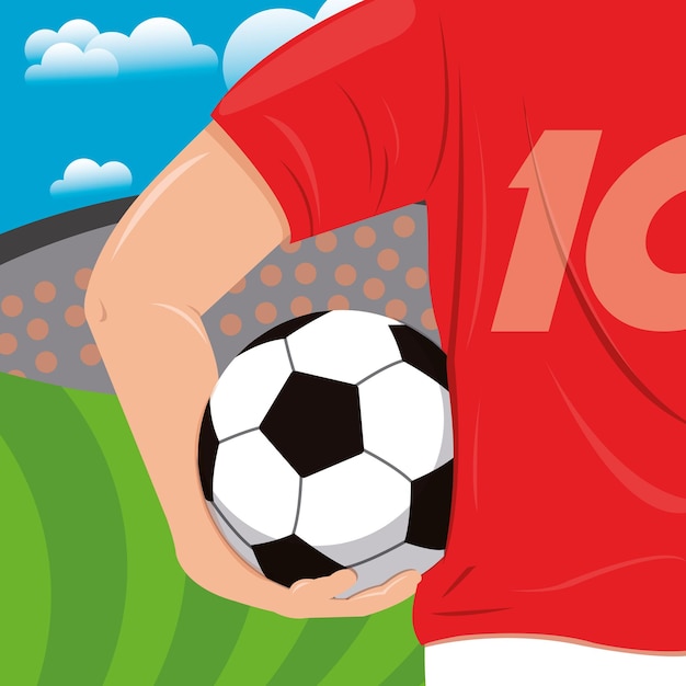 Isolated man soccer player with a ball vector