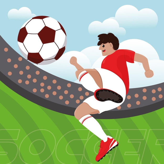 Isolated man soccer player with a ball Vector