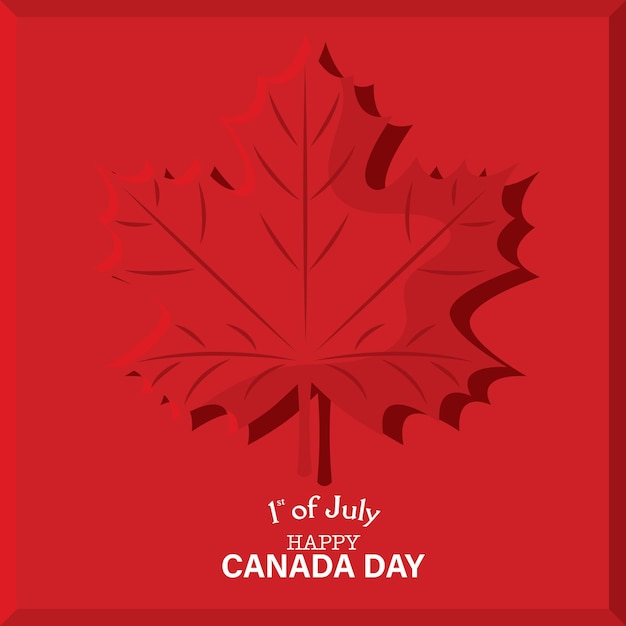 Isolated maple leaf with shadow Canada day template Vector illustration