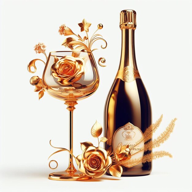 Isolato vetro moderno fresco fruttato delizioso lussuoso champagne vettoriale illustrazione disegno di icona