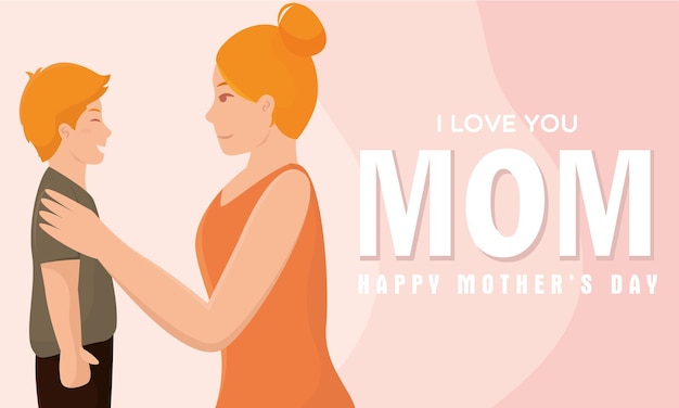 Vettore illustrazione vettoriale isolata della festa della mamma per mamma e bambino