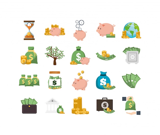 Isolated money icon set 