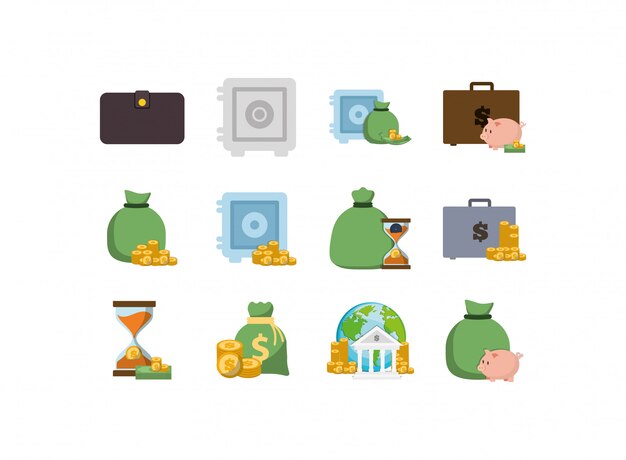 Isolated money icon set