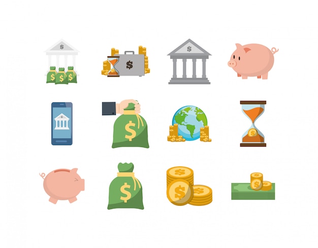 Isolated money icon set