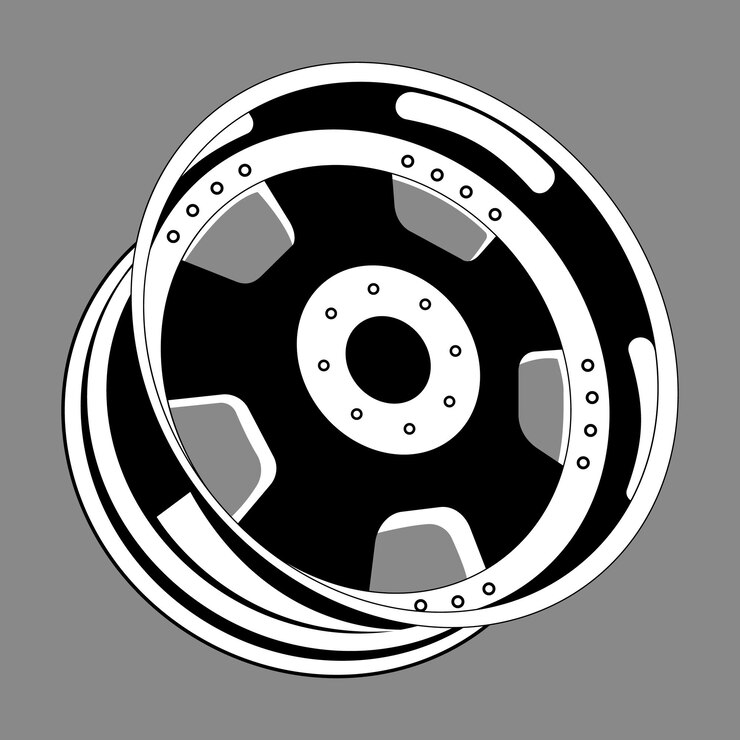 Vector isolated monochrome car wheel rim alloy vector image