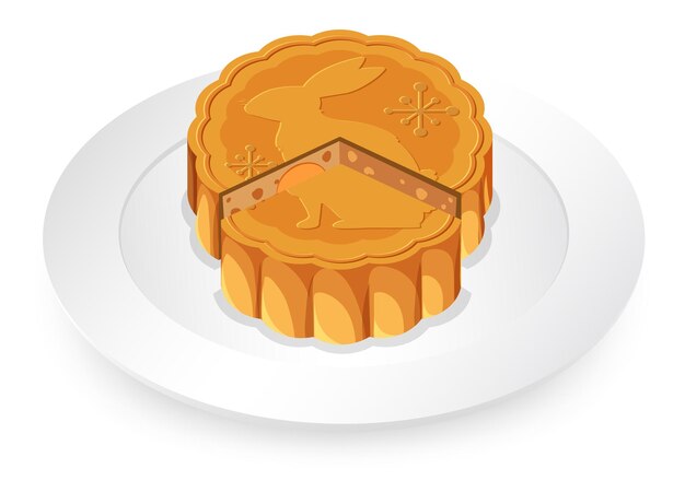 Mooncake isolato su piatto bianco