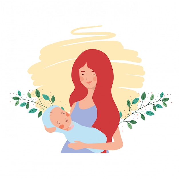 Vector isolated mother with baby