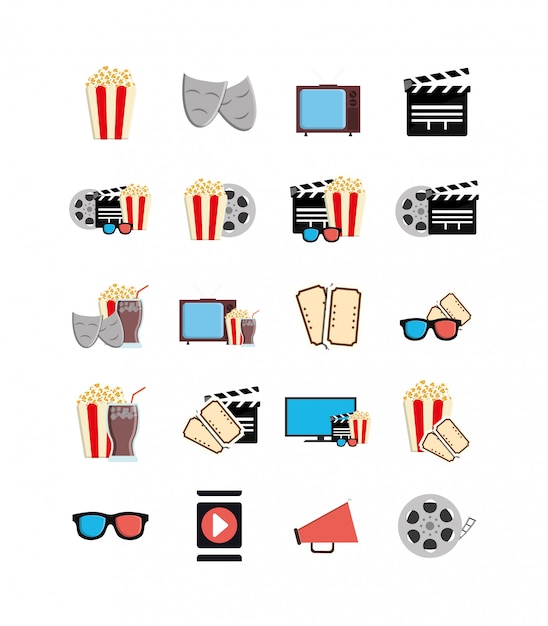 Isolated movie icon set 