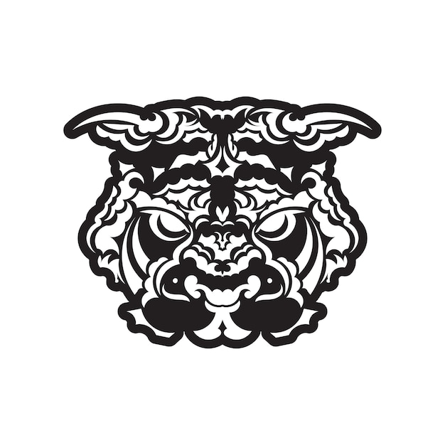 Isolated muzzle the tiger black and white vector