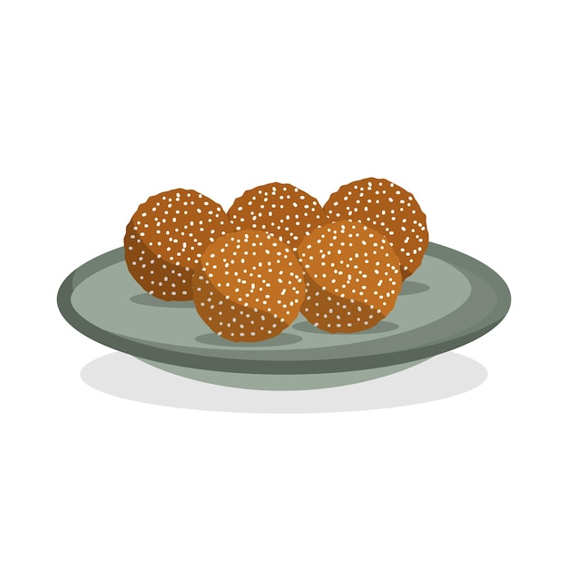 Isolated Onde-Onde Cake Illustration a traditional Asian Food especially in Indonesia