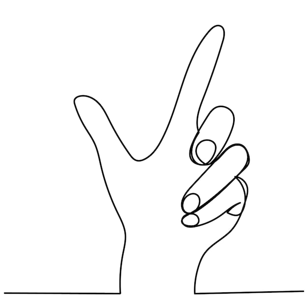 Vector isolated one continuous line drawing hand palm