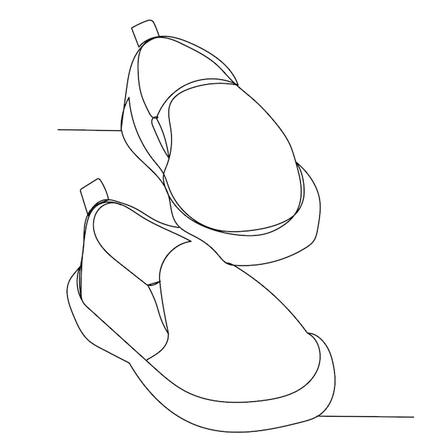 Isolato un disegno a linea continua dello stivale di un uomo