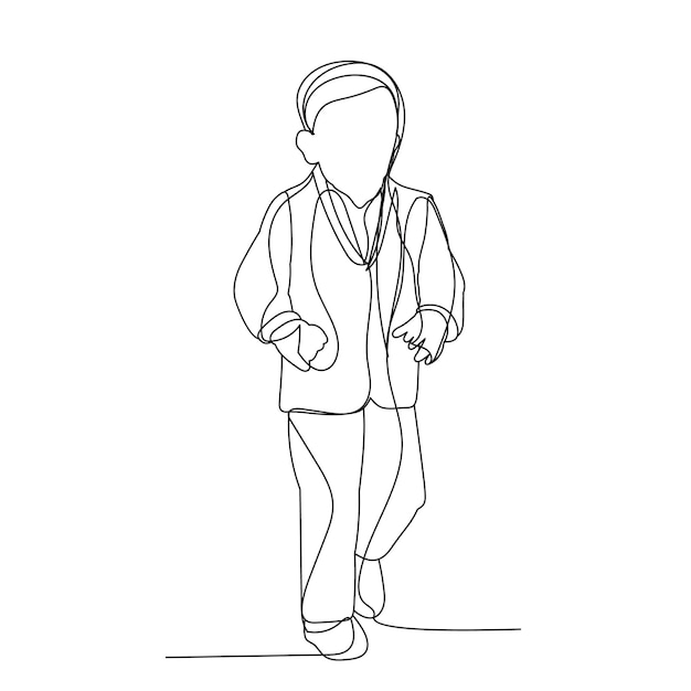 Vector isolated one line drawing child boy