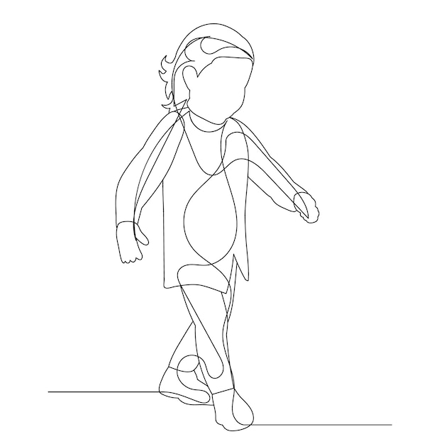 Isolated one line drawing child