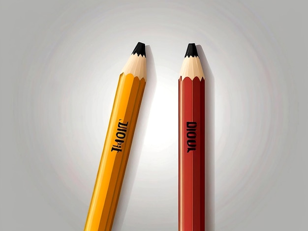 Изолированные противоположные прилагательные слова с длинным карандашом и коротким карандашем на белом векторе фона