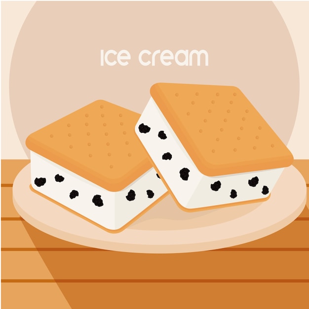 クッキー アイス クリームの分離ペア スケッチ アイコン ベクトル図
