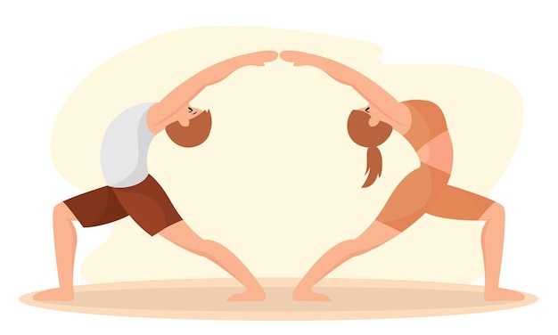 Isolated pair of people doing yoga exercises Vector