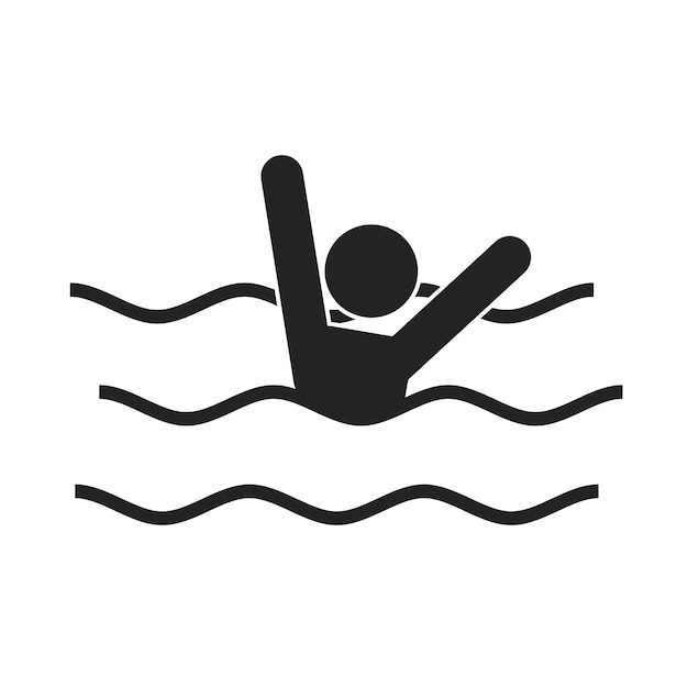 Isolated pictogram help swimming drown for sea water swim pool safety sign