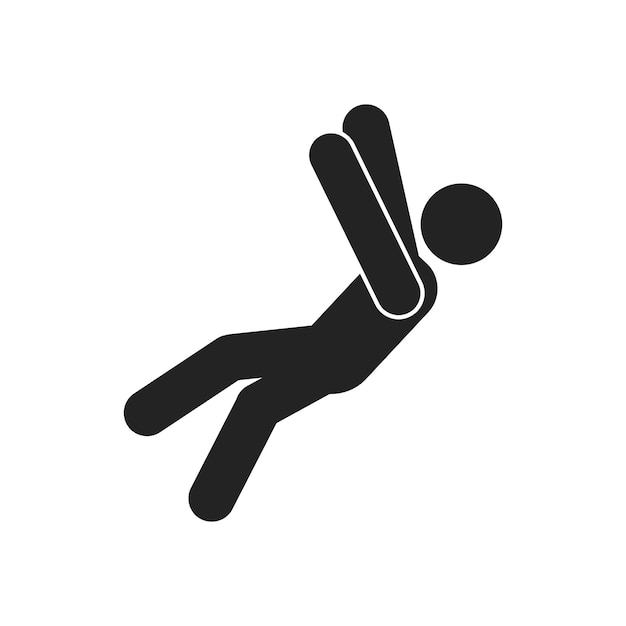 Isolated pictogram sign of man fall from high places height risk edge danger safety sign