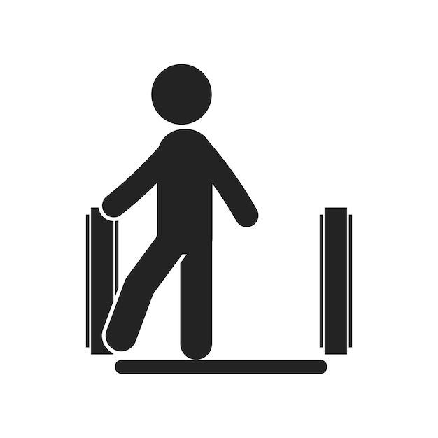 Vector isolated pictogram sign of pinch leg on escalator for keep away feet safety sign