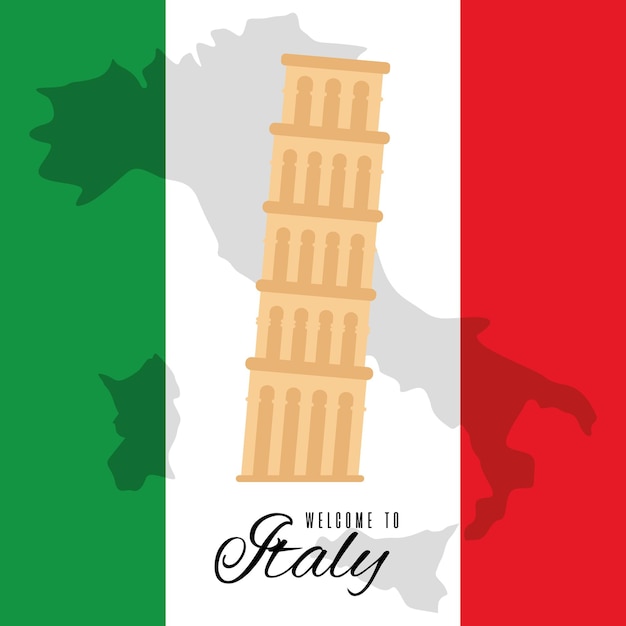 Isolated pisa leaning tower landmark Italy travel postcard Vector