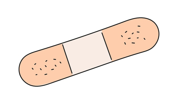 Isolated plaster in doodle style medical patch quick first aid for bruises beige bandaid color image