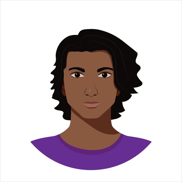 Vector isolated portrait of indian teenager in flat style