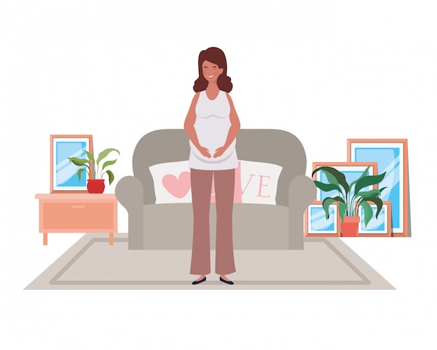 Isolated pregnant woman illustration