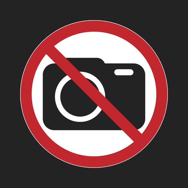 Vector isolated prohibition sign no camera allowed do not take picture with round camera crossed red label