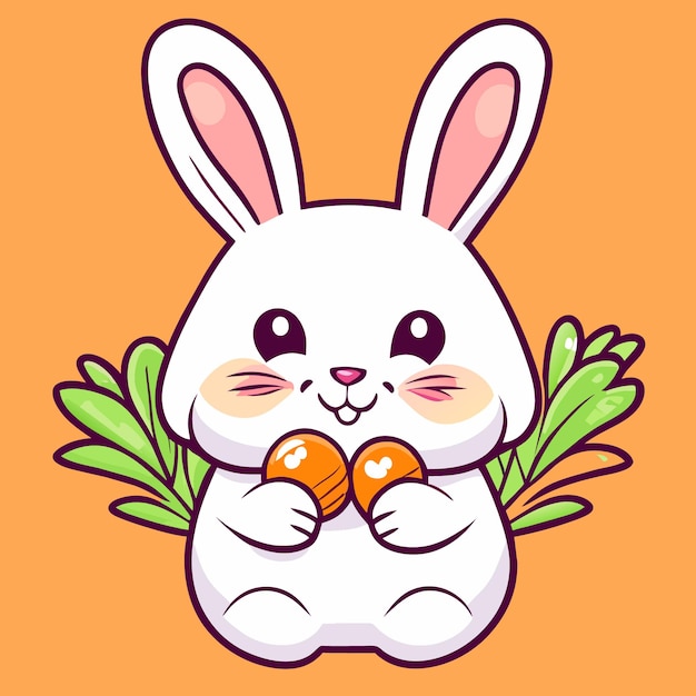 Isolated rabbit with carrot digital art set