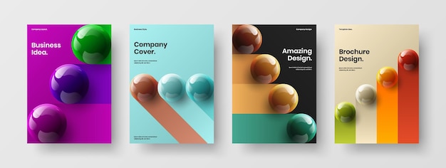 Isolated realistic spheres brochure illustration collection