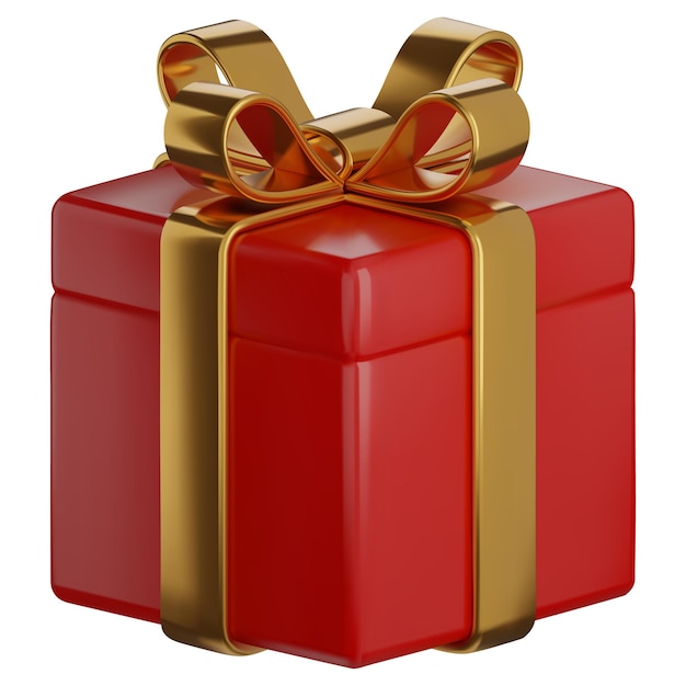 Вектор Изолированная красная и золотая подарочная коробка рождественская 3d подарочная коробка