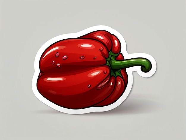 isolated Red capsicum sticker on white background vector