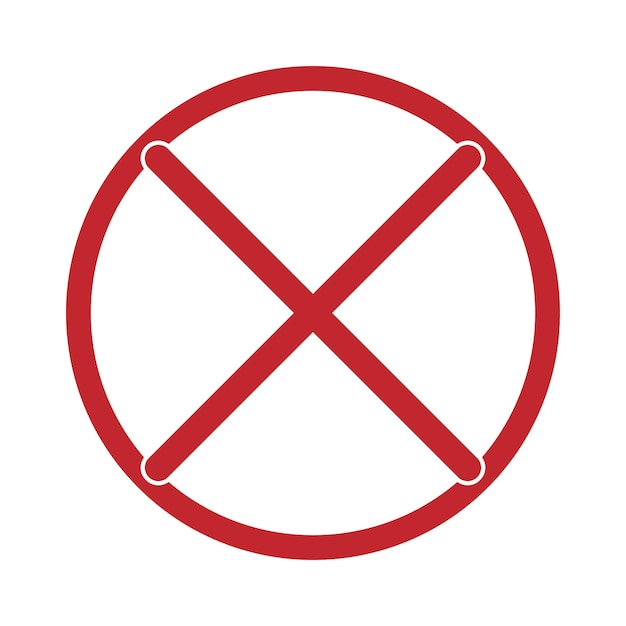 Вектор Изолированное красное ограничение не запрещает круглый значок с крестом