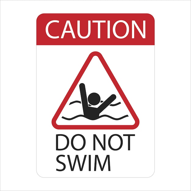 Vector isolated red triangle sign help swimming drown for sea water swim pool safety sign