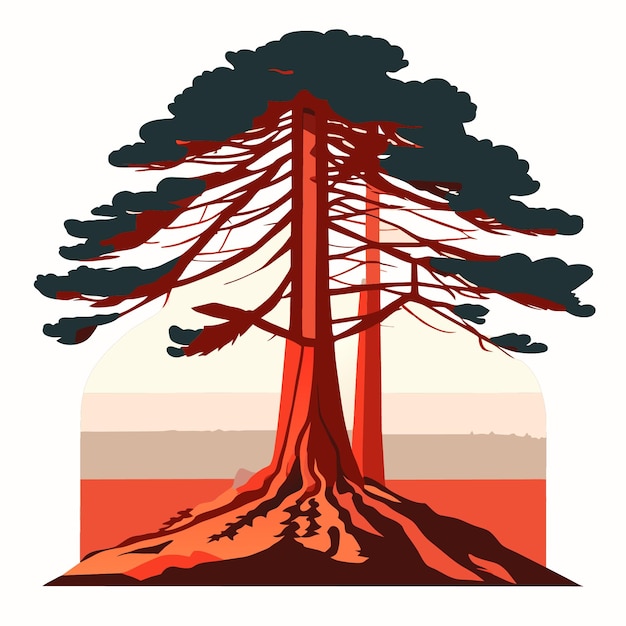 Vector isolated redwood tree detailed digital vector illustration