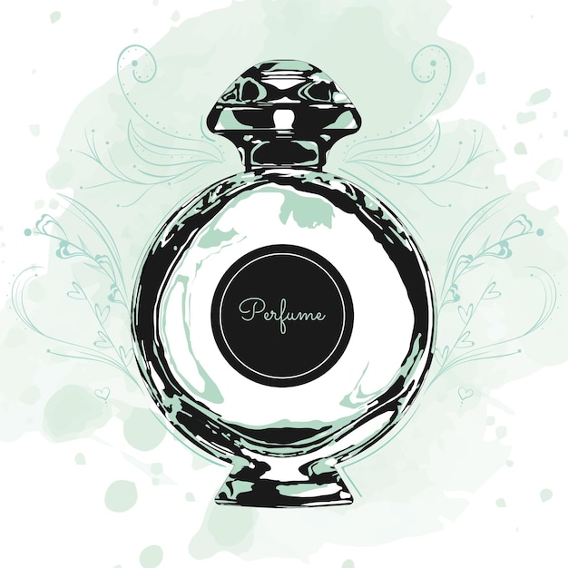 Isolated retro perfume bottle sketch icon Vector