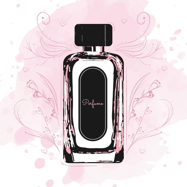Isolated retro perfume bottle sketch icon Vector