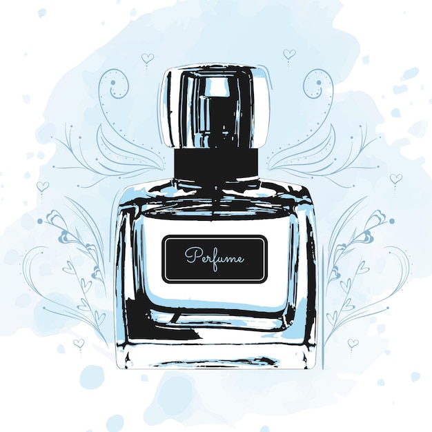 Isolated retro perfume bottle sketch icon Vector