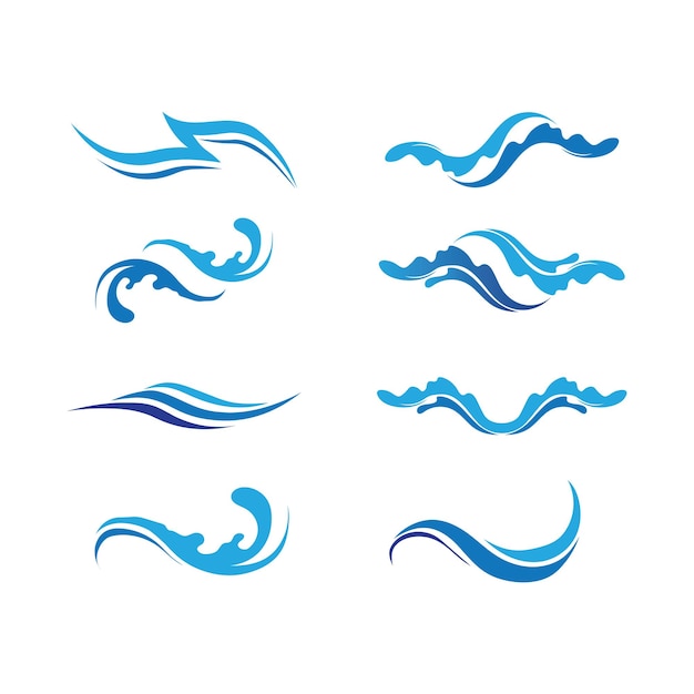 Logo di forma rotonda isolato logotipo di colore blu immagine dell'acqua che scorre superficie del fiume oceano di mare