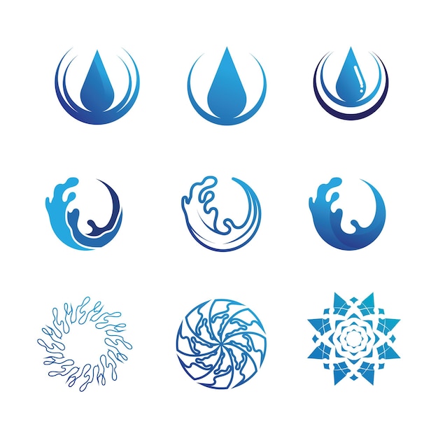 Isolated round shape logo Blue color logotype Flowing water image Sea ocean river surface