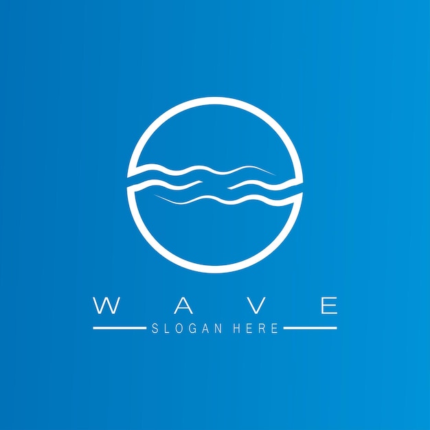 Vettore logo di forma rotonda isolato logotipo di colore blu immagine dell'acqua che scorre superficie del fiume oceano di mare