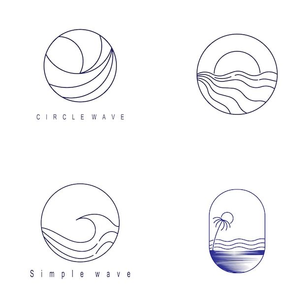 Isolated round shape logo Blue color logotype Flowing water image Sea ocean river surface