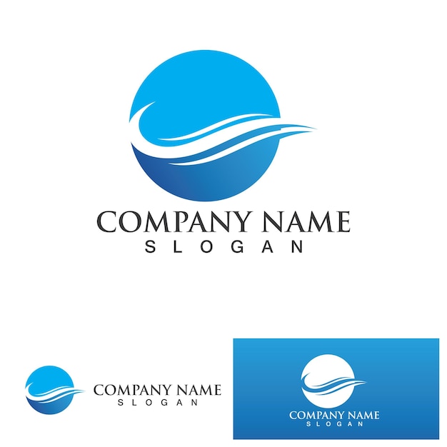 Isolated round shape logo Blue color logotype Flowing water image Sea ocean river surface