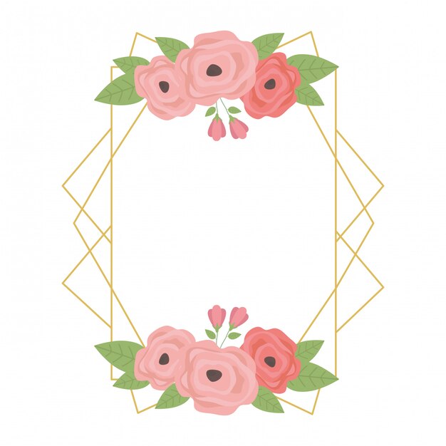 Vector isolated rustic flowers frame