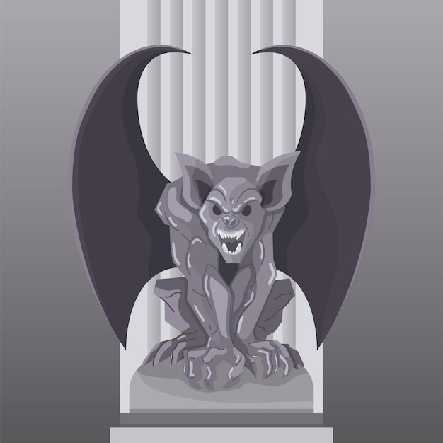 Vector isolated scary gargoyle fantasy character vector illustration