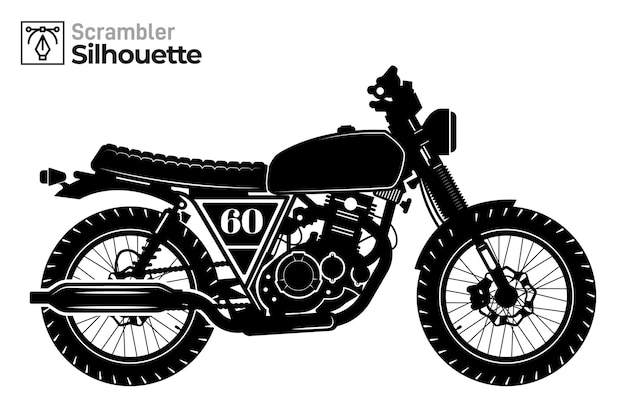 Isolated Scrambler motorbike silhouette