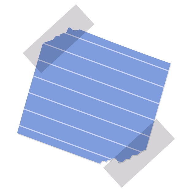 スクラップブッ キングやコラージュのテープ ベクター デザイン要素と青い裏地付きノート用紙の分離スクラップ