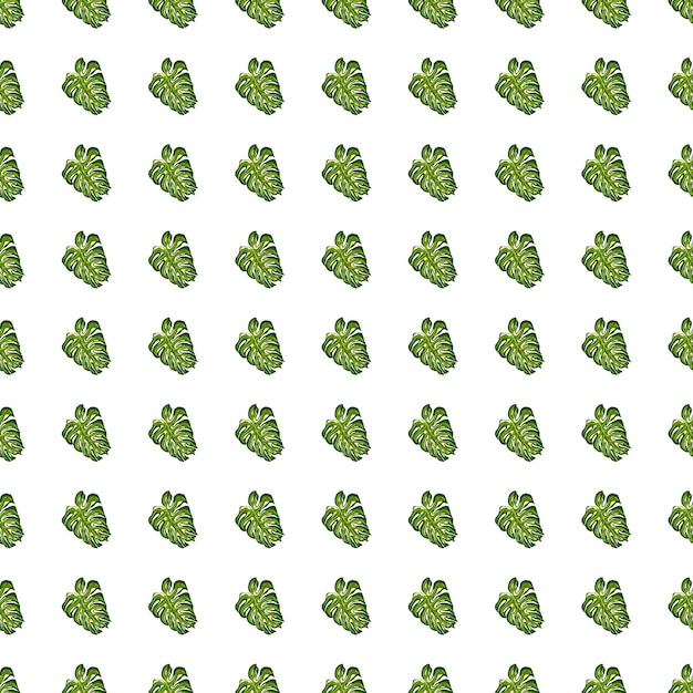 Изолированные бесшовные модели с зелеными каракули небольших форм элементов пальмовых листьев. Белый фон.
